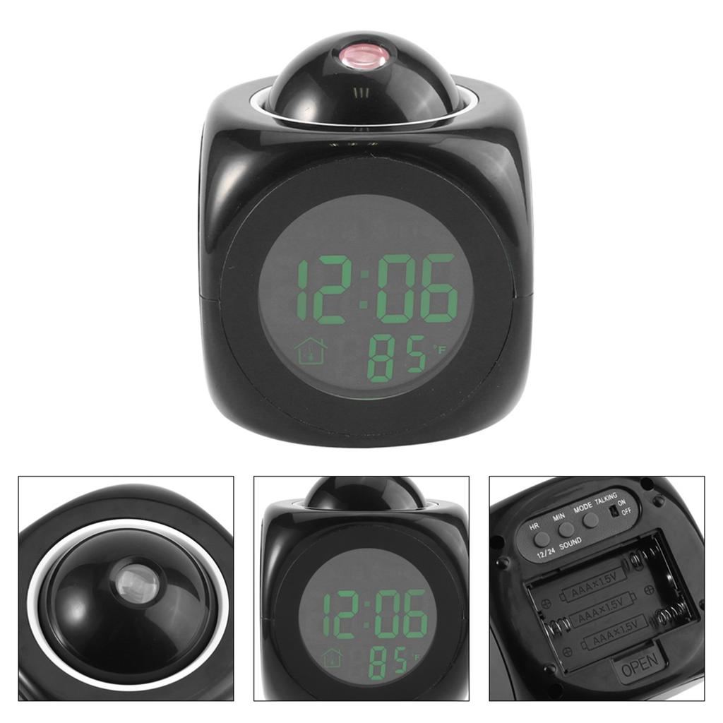 Будильник ЖК-часы Многофункциональные цифровые ЖК-настенные проекционные часы Голосовые говорящие Отображение температуры Светодиодный будильник Цифровые часы
