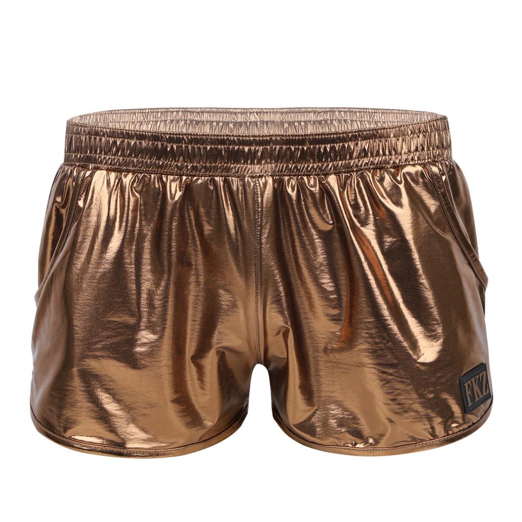Men's Pants Shiny Metallic Low Rise Elastic Waistban Boxer Shorts Stage Performance Costume