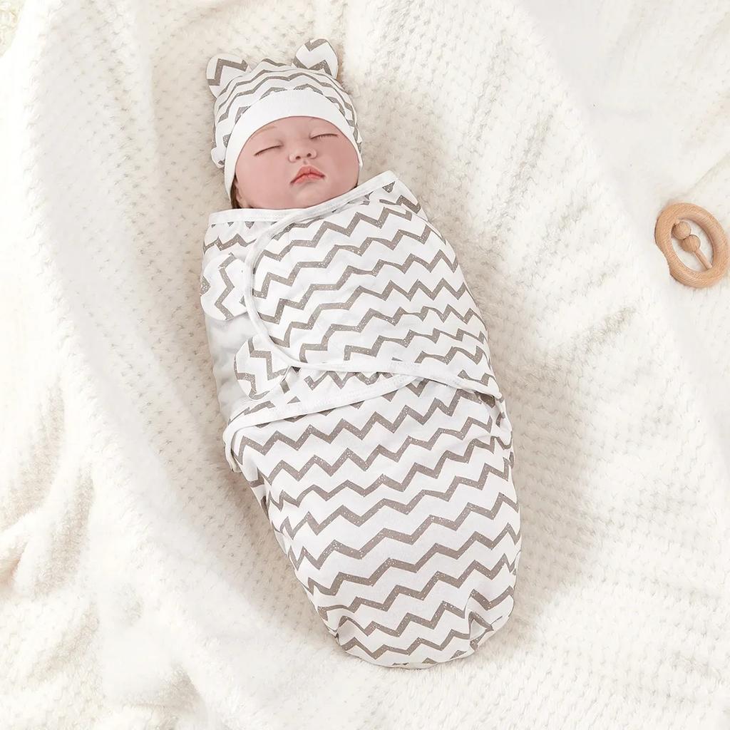 Soft Cotton Newborn Swaddle Sleepsack Anti-shock and Kick Blanket Suitable for 0-3 Months Undisturbed Sleep Infant Bedding