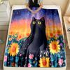Sunflower Cat Theme Print Blanket Large Size Lightweight Super Soft Cozy Home Bed Sofa Office Tennis Court Available Great Gifts