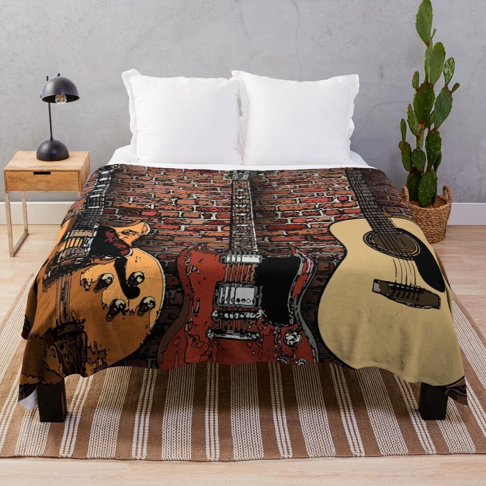 Three Guitars Throw Blanket