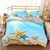 Beach Starfish Duvet Cover Set Queen Blue Cute Ocean Creatures Bedding Set Sea Shells Starfish Print Tropical Comforter Cover
