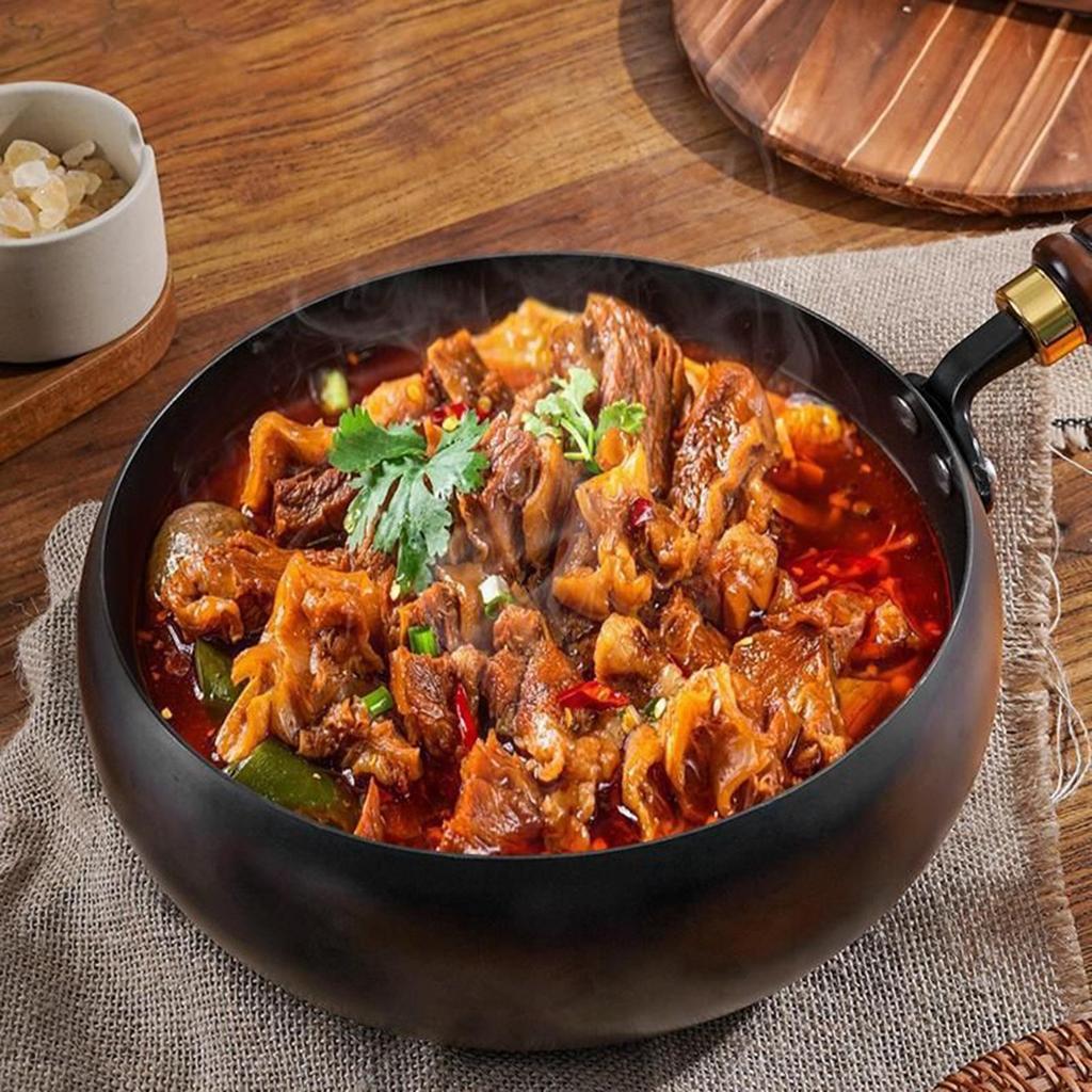 Чугунные кастрюли для приготовления пищи Сковорода вок с антипригарным покрытием и ручкой, защищающей от ожогов, Чугунная посуда ручной работы, Многофункциональная сковорода, Кастрюля для бульона