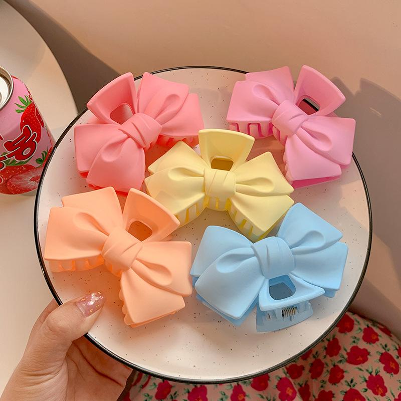 Candy Bow Plastic Large Hair Claws Crab Barrette Clips Women Girls Cute Ponytail Holder Clamps Fashion Sweet Hair Accessories