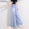 Женские весенне-осенние облегающие женские джинсы с высокой талией, повседневные джинсовые брюки, расклешенные брюки большого размера, уличная одежда, укороченные брюки больших размеров