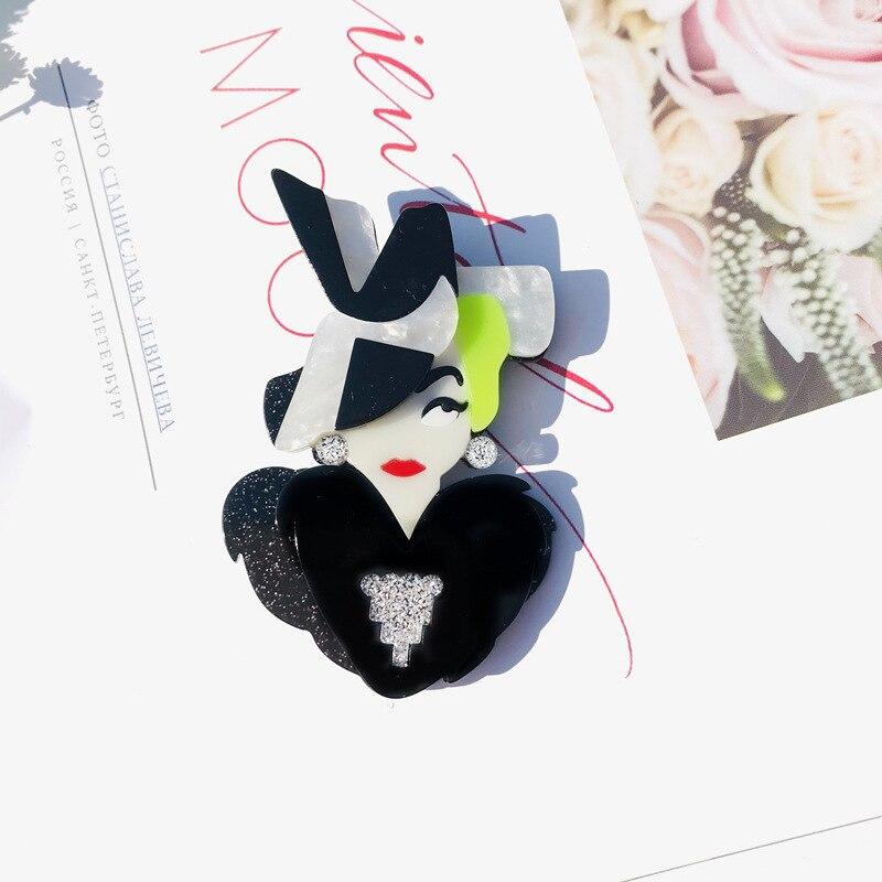 Blucome Новый дизайн, уникальная женская фигурка, акриловая брошь для женщин и девочек, значки на лацканах, украшения для сумки, праздничное платье, ювелирные изделия