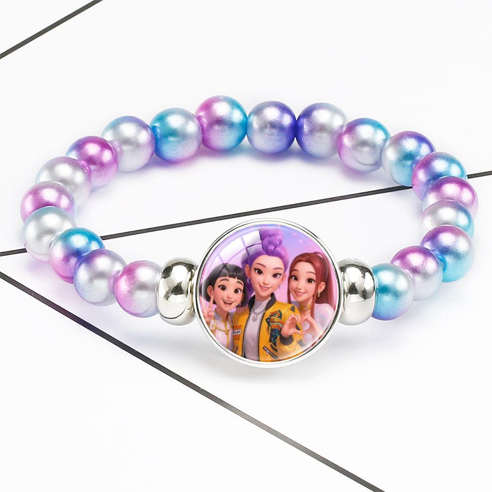 Браслет из бусин с плавным переходом цвета Rumi Zoey Mira Браслет с инкрустированным кристаллом Скрытая застежка Съемное эластичное украшение