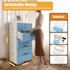 6 Drawers Dresser Storage Cabinet Plastic Closet Organizer with Lock 4 Wheels Blue 50*35*102cm