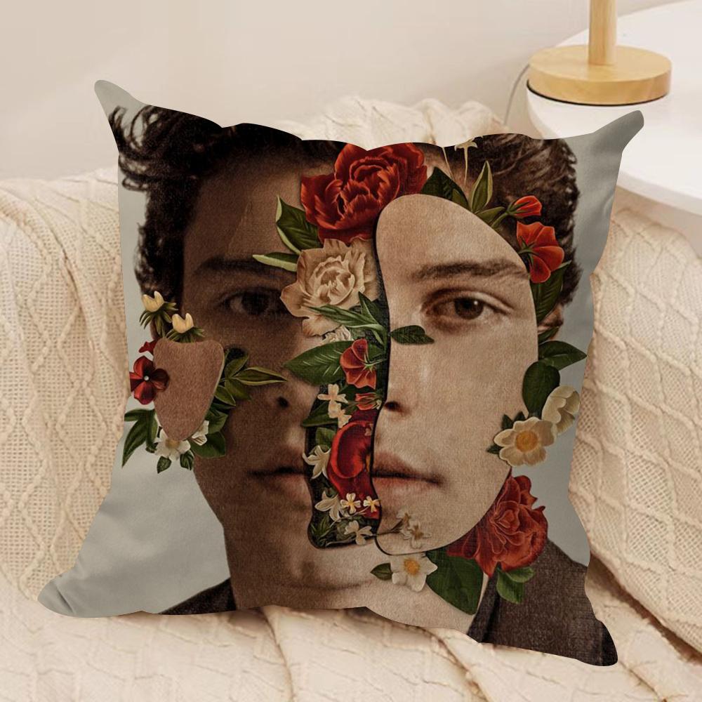 Singer SShawn Mendes Cushion Cover Silky Short Plush DoubleSided Printed Pillow Case for Sofa All Seasons Home Decor Gift