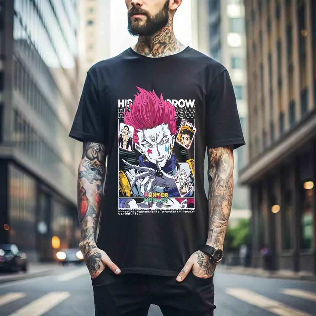 100% cotton TOPS UNISEX TEES MENS WOMENS Hisoka Shirt Hunter X Hunter Manga Strip HXH Anime Unisex shirt T-Shirt Gift 186