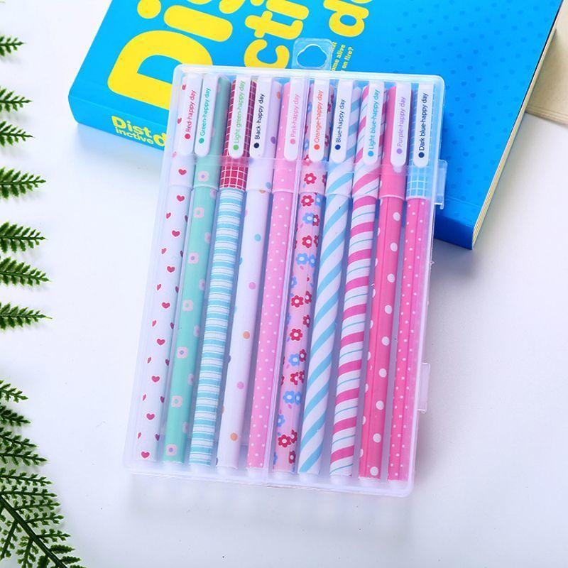 1 коробка / 10 штук красочных цветных гелевых ручек с изображением животных, звезд, звезд, маркеров для текста, цветочных канцелярских принадлежностей для офиса и школы, подарок с коробкой