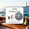 Счастливая монета для рыбалки с гравировкой на карточке «Рыбак ловит большую рыбу», коллекционная монета, талисман на удачу для любителя рыбалки, памятный жетон для рыболовов