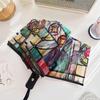 Vintage Stained Glass Automa Umbrel lFoldable Hand-Painted Transparent Umbrella Stylish Design Folding Umbrella for Colleagues