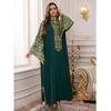 Amazon European and American Cross-Border Women Middle East Plus Size Split Robe Dubai Sequin Totem Embroidery Dress Dress