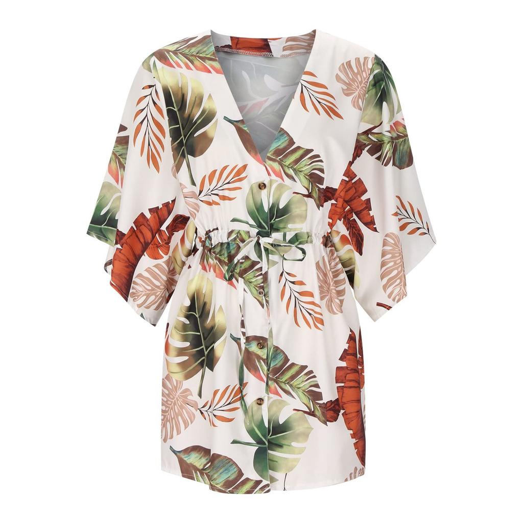 Женское летнее праздничное платье с рукавами 3/4 и V-образным вырезом в стиле бохо, пляжное платье с завязками на шнуровке