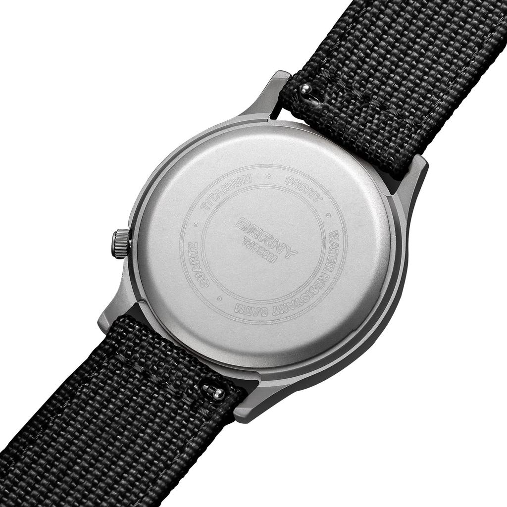 Титановые часы BERNY с японским кварцевым механизмом с плавной секундной стрелкой, аналоговые кварцевые часы для мужчин, водонепроницаемость 5 АТМ и холщовый ремешок, мужские (VH31), Женщины,