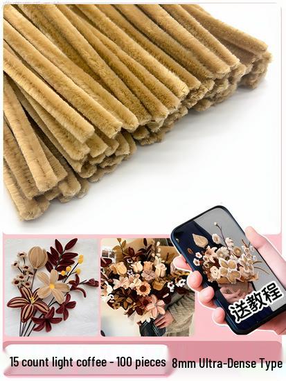 Thickened White Chenille Pipe Cleaners - Mixed Colors for DIY Bouquet Crafts