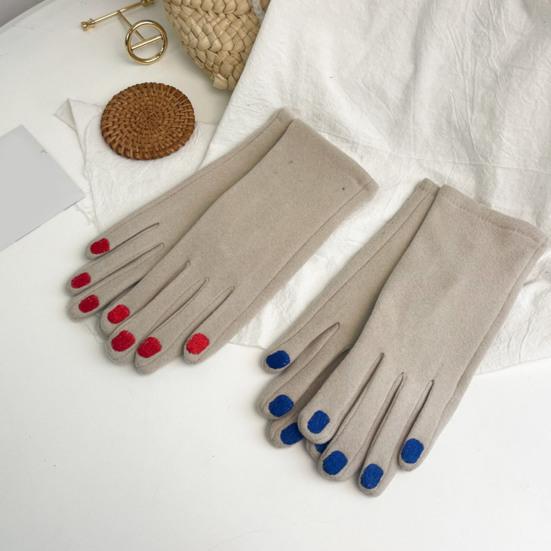 Women Warm Gloves Winter Touchscreen Gloves with Colored Nails Windproof Thermal Gloves for Running Errands Cycling Driving