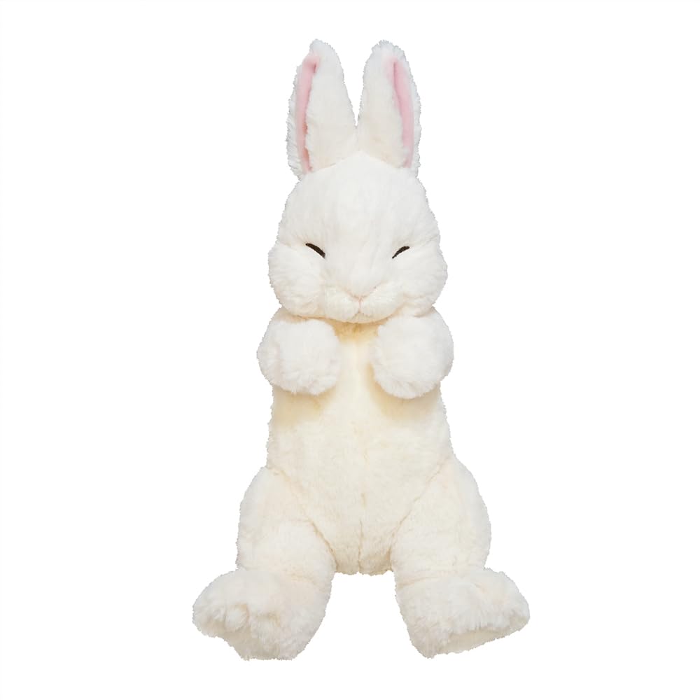 SunLemon Sleeping Lap Rabbit, White, 17 x 14 x 36 cm, Plush Animal, Cute Rabbit, White, P-9542