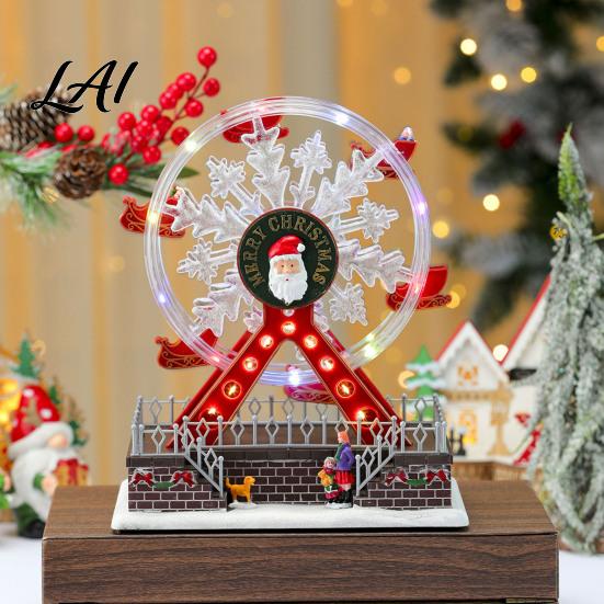 Gift for Christmas Celebration Animated Ferris Wheel Music Box Light Up Rotating Musical Indoor Collectible Decoration with Colorful LEDs Entryway