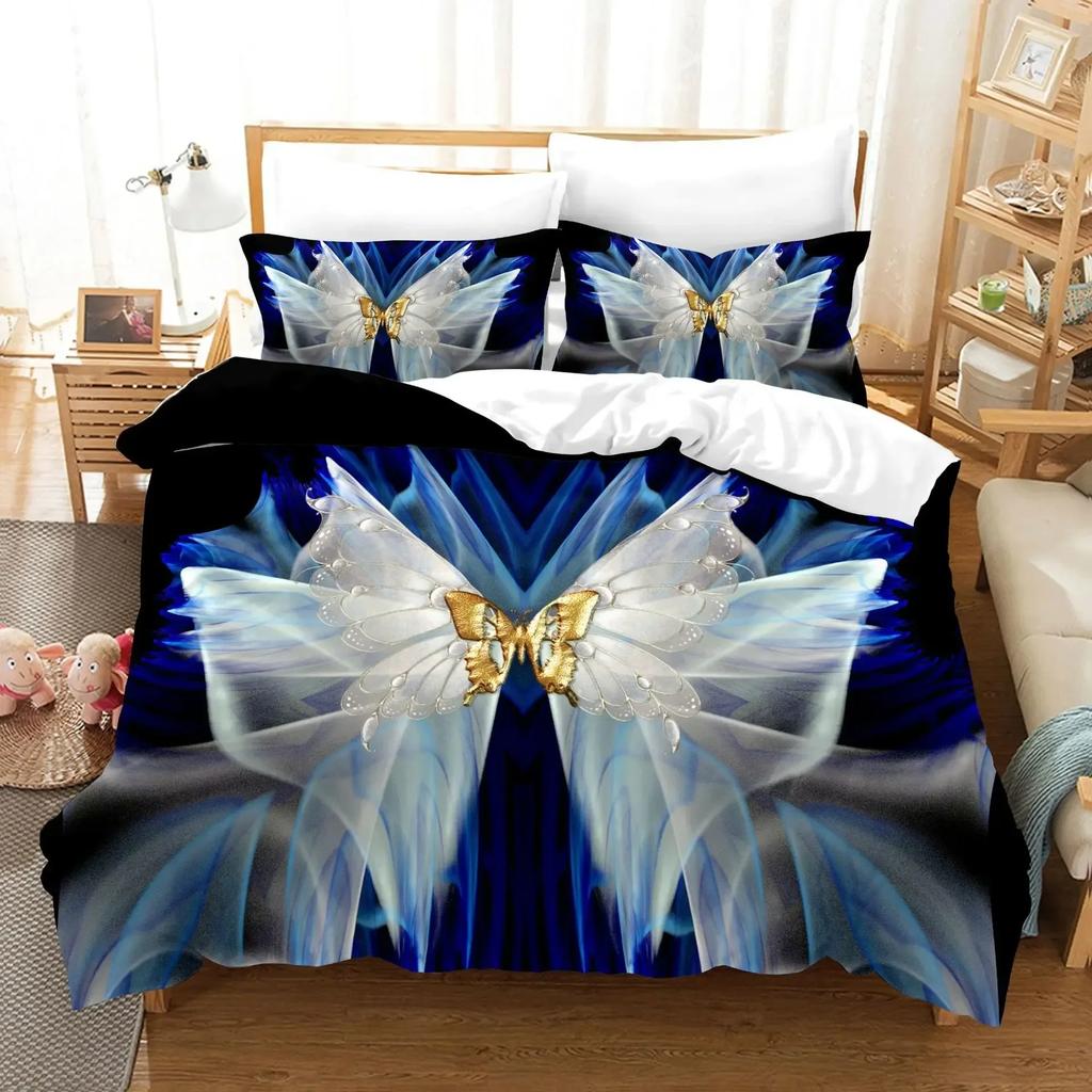 3D Print Fantasy Butterfly Animal Romantic Comfortable Duvet Quilt Cover Pillowcase Bedding Set Bedroom Decoration Home Textile