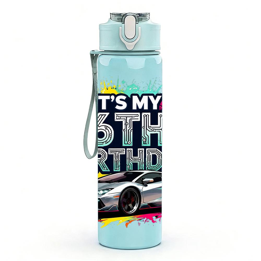 1PC It Is My 6th Birthday Modern Race Car 750ml Color Plastic Water Bottle Leakproof Flip Straw Lid For Sports Office Home Use