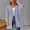 Autumn and Winter New Large Size Casual Pocket Knitted Cardigan Sweater Women's Commuter Style Loose Medium and Long Top
