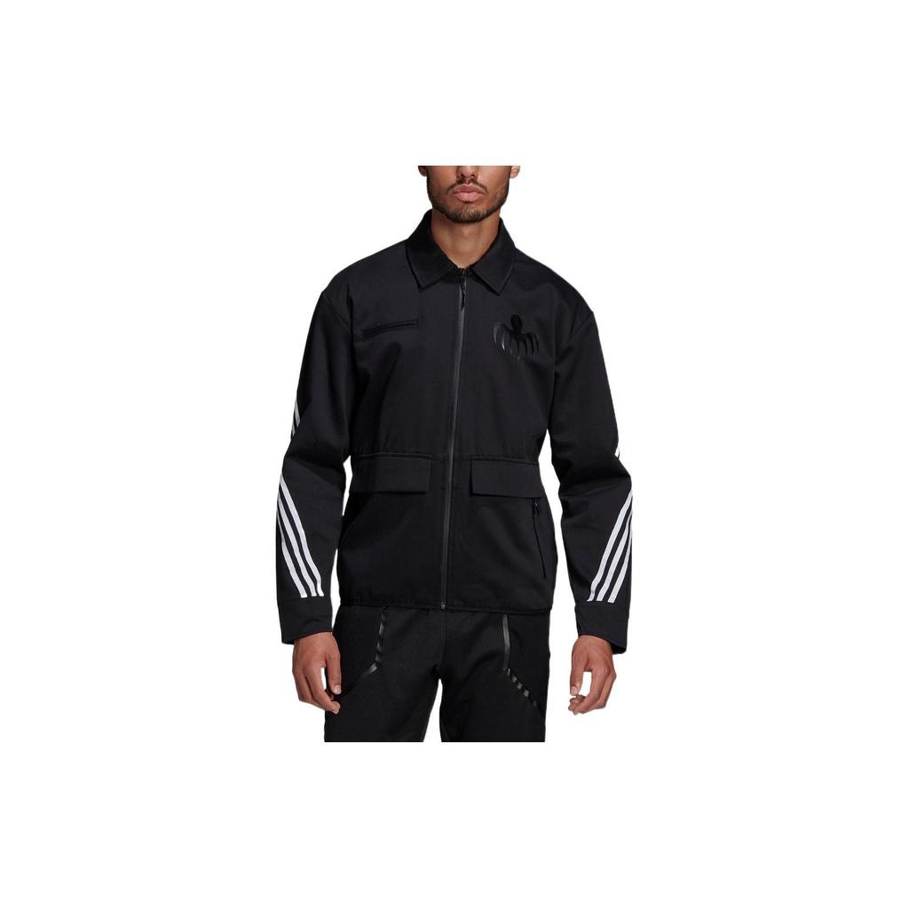 adidas Мужская куртка с длинными рукавами и воротником на молнии в полоску с логотипом X James Bond, черные куртки GN6807