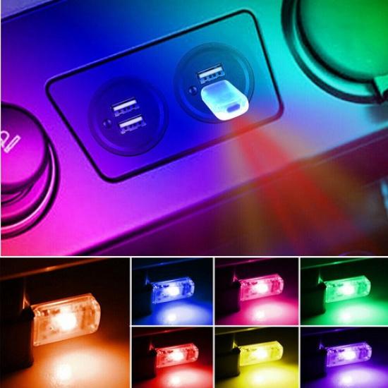 1× Многоцветная USB светодиодная автомобильная лампа, неоновая лампа атмосферы, аксессуары для салонного освещения