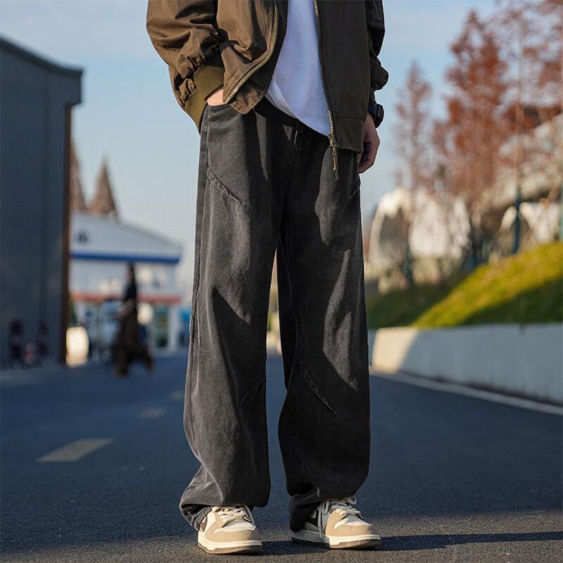 Мужские ретро джинсы Dingfengbaoluo свободного прямого кроя со складками ZW08