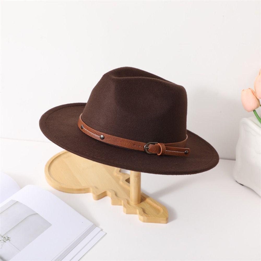 Панама с широкими полями и пряжкой ремня, ковбойская кепка, модная фетровая шляпа Fedora для мужчин и женщин