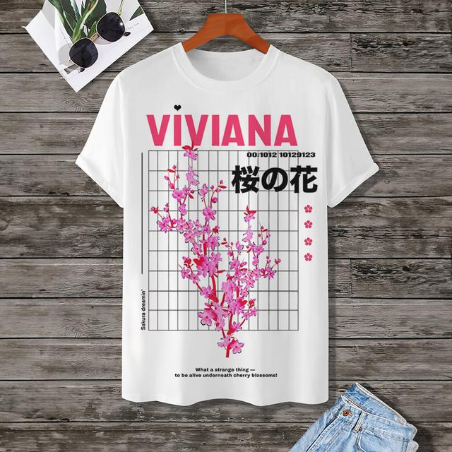 Men's T-Shirt Japanese T-Shirt Tops Fashion Short Sleeved Tees 3d Cherry Blossom Pattern New Summer Plus Size Clothing