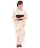 Yukata Change Set Heiko Waist Strap X E Kikyo [Kyoetsu] Set, Weave, Unbleached, 6-piece (yukata, Obi, Underwear, Geta, 2) Women's (6.Kunfu Kanade)