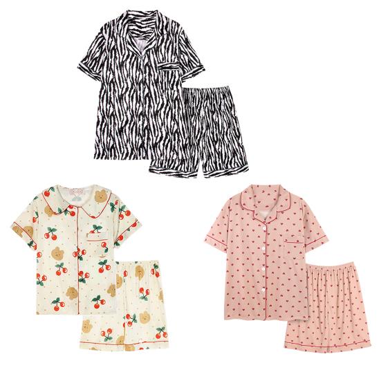 Женский пижамный комплект из 2 предметов: рубашка на пуговицах и шорты. Домашние комплекты для отдыха. Летняя повседневная удобная одежда для сна для женщин.