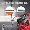 Drain Cleaner Machine Drain Auger 50FT x 3/8 Inch Manual Feed & 4 Cutters