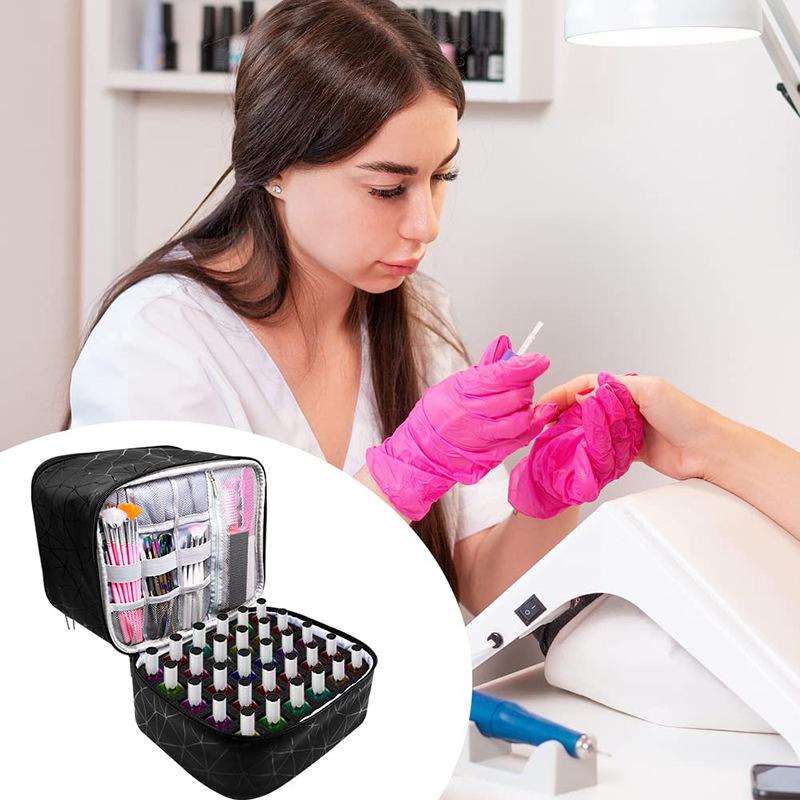 Nail Polish Storage Bag Portable Double-layer Heightened High-capacity Oil Bag Can Accommodate The Holder Lamp 30 Bottles