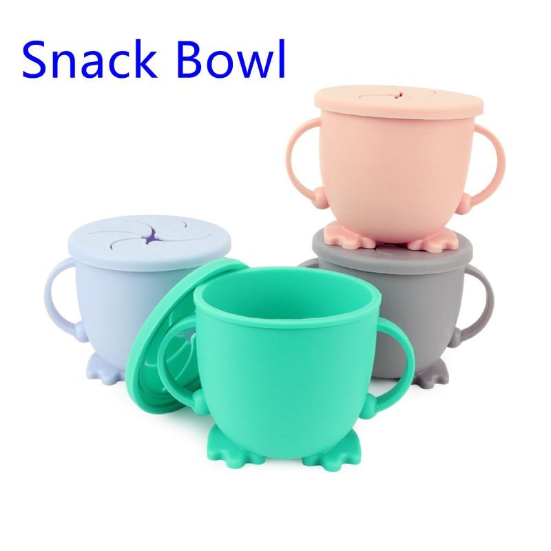 1 Pcs Snack Bowl Silicone Snack Cup Anti-falling And Leak-proof Snack Box With Handle Storage Cup High Temperature Resistance