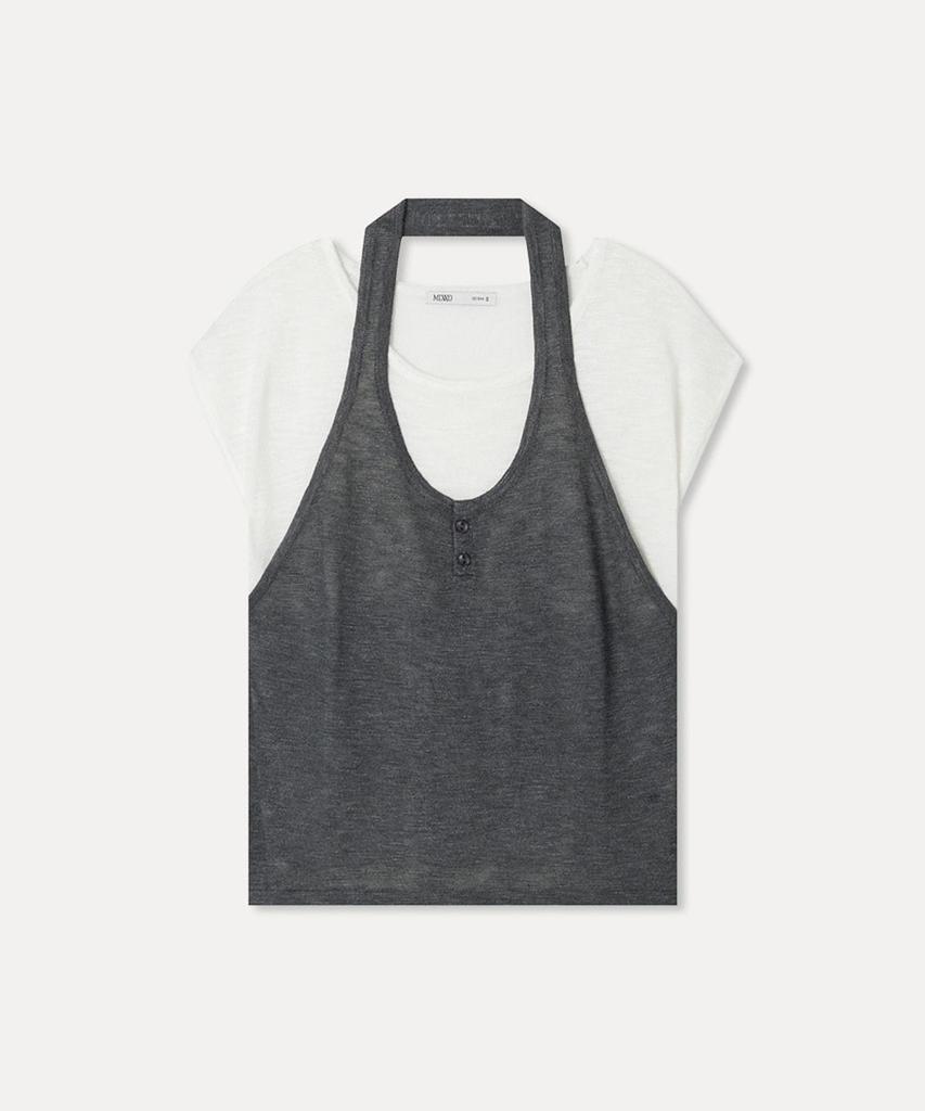 MIXXO Halter Neck Layered Cap Sleeve Knit_Miwkag909T