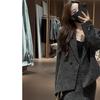 2025 Spring High-End Women's Sparkling Suit Jacket & Slimming Slit Midi Skirt Set