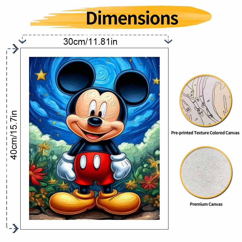 Disney Набор для рисования по номерам «Микки Маус» на холсте, картина своими руками, украшение для дома, «Звездная ночь», «Цветочный сад», мультяшное искусство, настенный подарок, 130