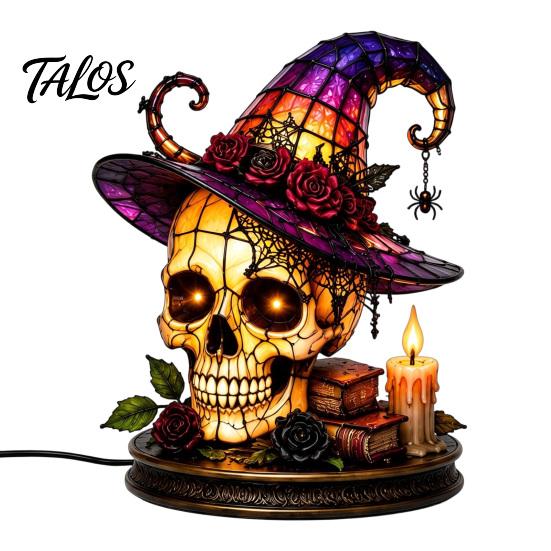 Жуткая настольная лампа, готический колпак ведьмы, ночник, теплый свет, акриловая декоративная лампа на Хэллоуин, винтажный дисплей для праздничной вечеринки, декор для дома, каминная полка