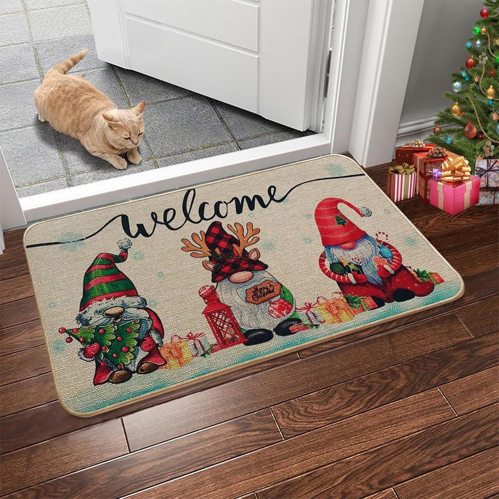Christmas Crystal Velvet Floor Mat Festive Home Decor Indoor And Outdoor Area Carpet Merry Christmas Welcome Mat