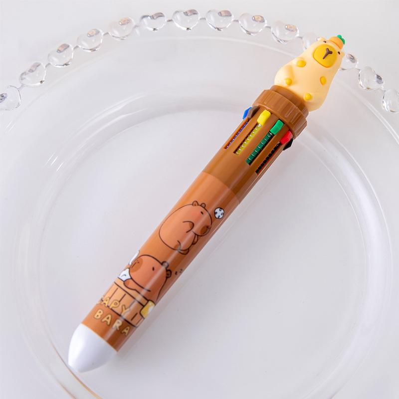 Шариковая ручка Animal 10 цветов Kawaii Cute Cartoon Capybara Signature Pen Школьные канцелярские принадлежности для письма Детский подарок