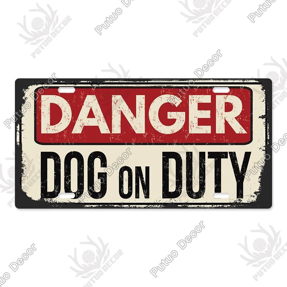 Putuo Decor Warning Metal Sign Plaque Metal Vintage Licenses Plate Tin Sign Wall Decor for Gas Station Pub Bar Beach Decoration