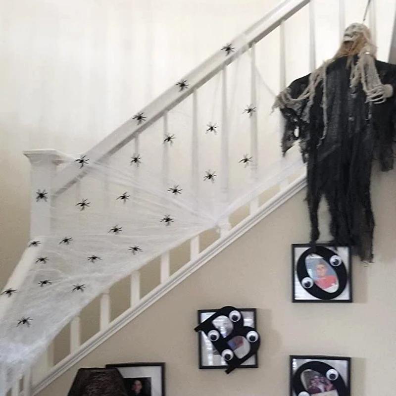 50/100 шт. Хэллоуин Черные пауки Маленький светящийся пластиковый паук Хэллоуин вечеринка украшение дома хитрая игрушка розыгрыш дом с привидениями