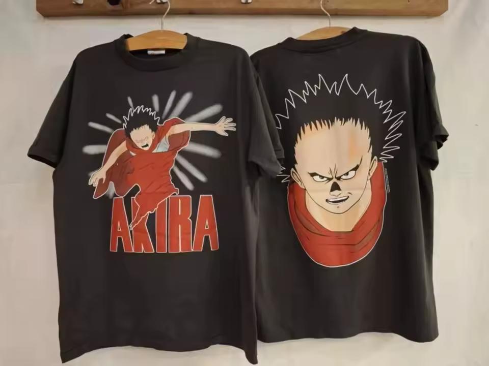 Akira Tees 90s Basic Style Charcoal Graphic Print T Shirts Y2k Vintage Classic T Shirts Harajuku High Street Casual Tops Unisex