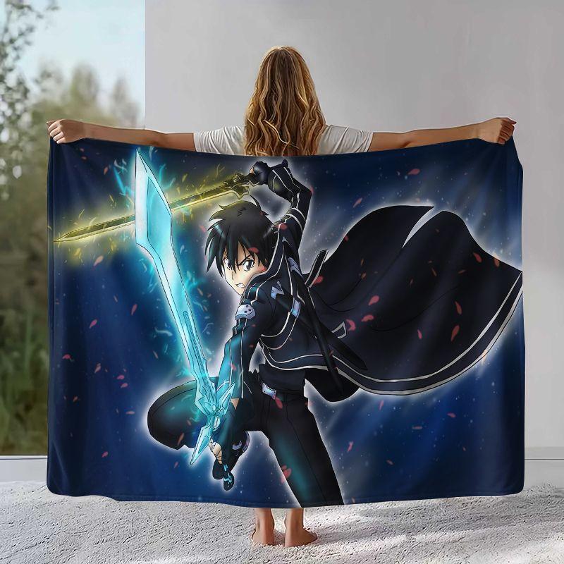 Мультяшное фланелевое одеяло Sword Art Online SAO, Ультрамягкое теплое плюшевое покрывало для дома, спальни, кровати, дивана, кемпинга, пикника, подарок