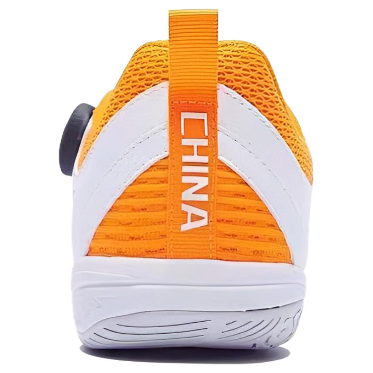 Li Ning Mage ESS износостойкие дышащие низкие кроссовки для настольного тенниса унисекс Белый Оранжевый APTT001-2