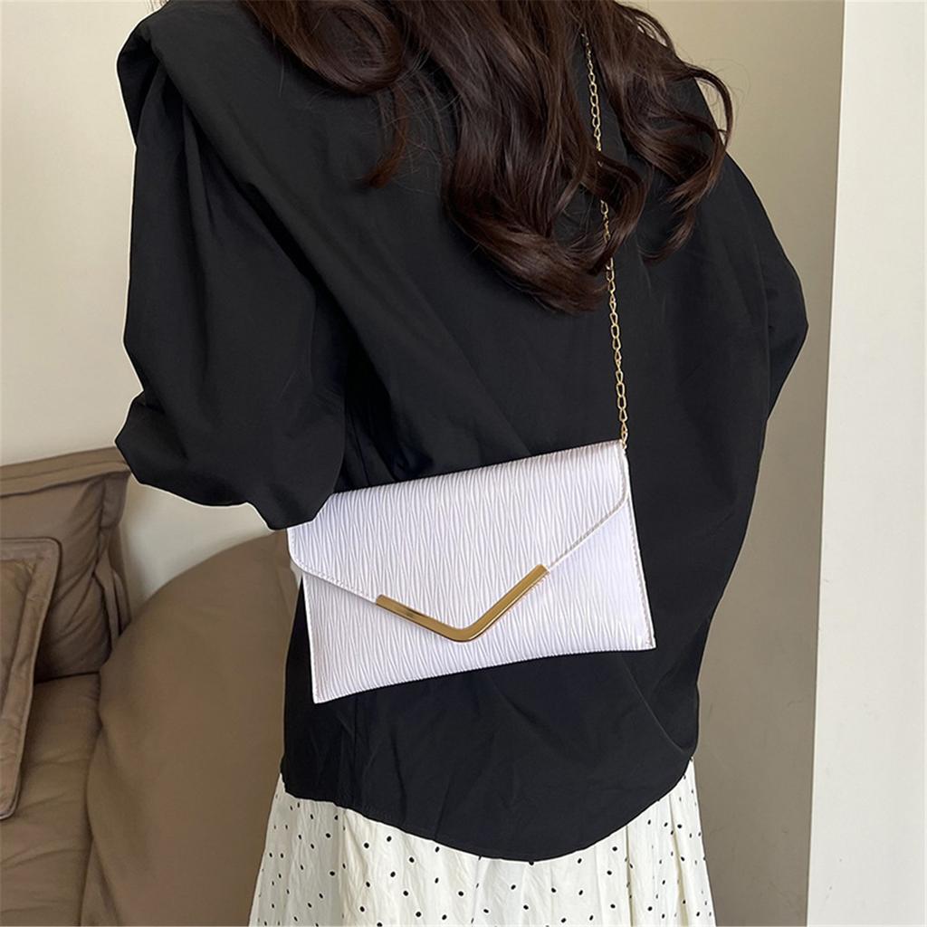 Модная плиссированная ручная сумочка-конверт, вечерний клатч, сумки через плечо с V-образной цепочкой