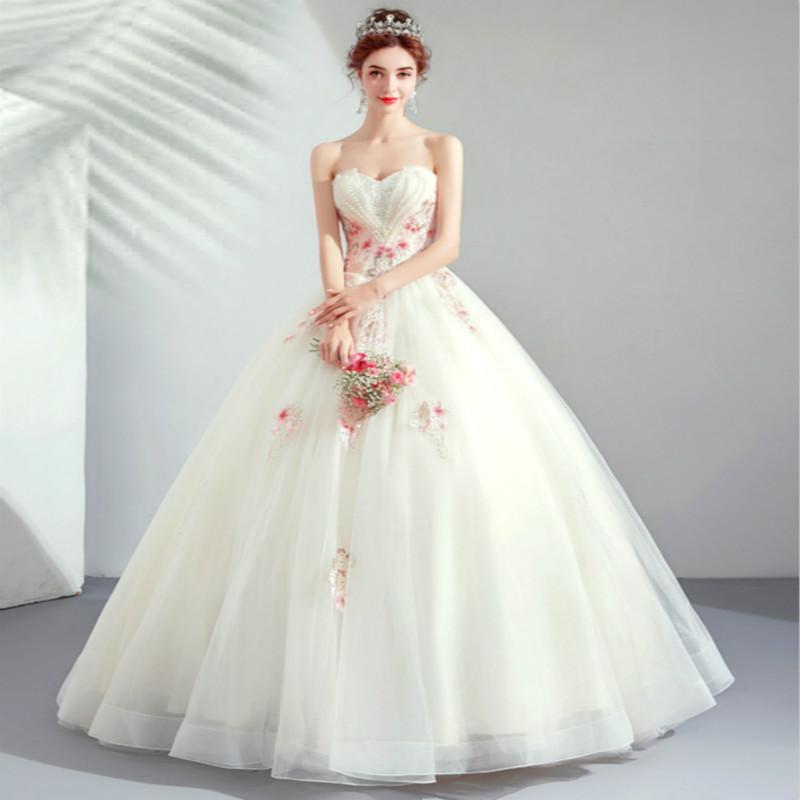 Свадебное платье невесты замуж шампанского без рукавов кружева вышивка длиной до пола свадебные платья